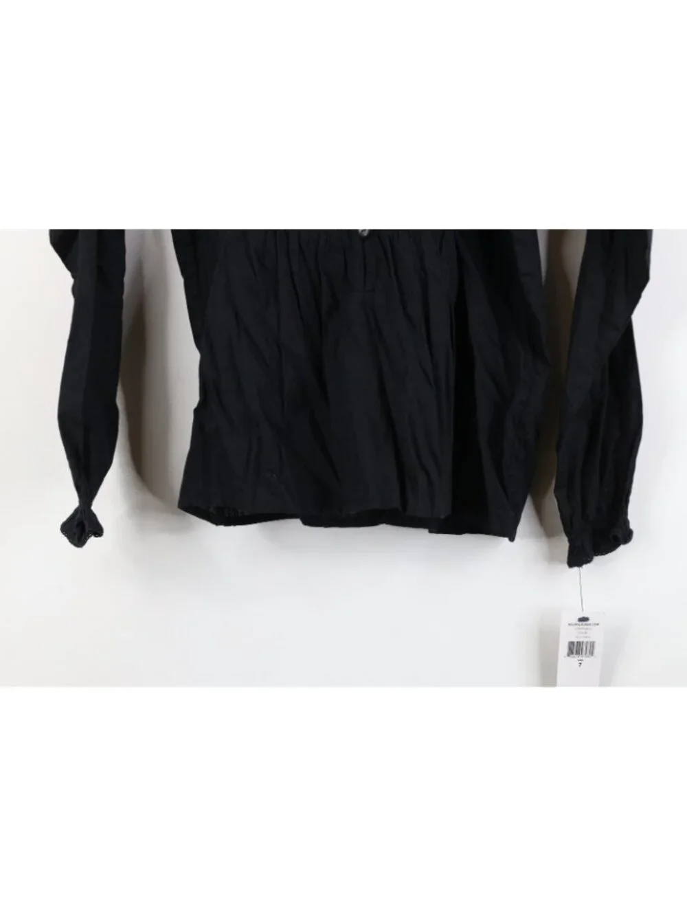 New Polo Ralph Lauren Girls Size 7 Looped Button Ruffled Dress Shirt Top Black